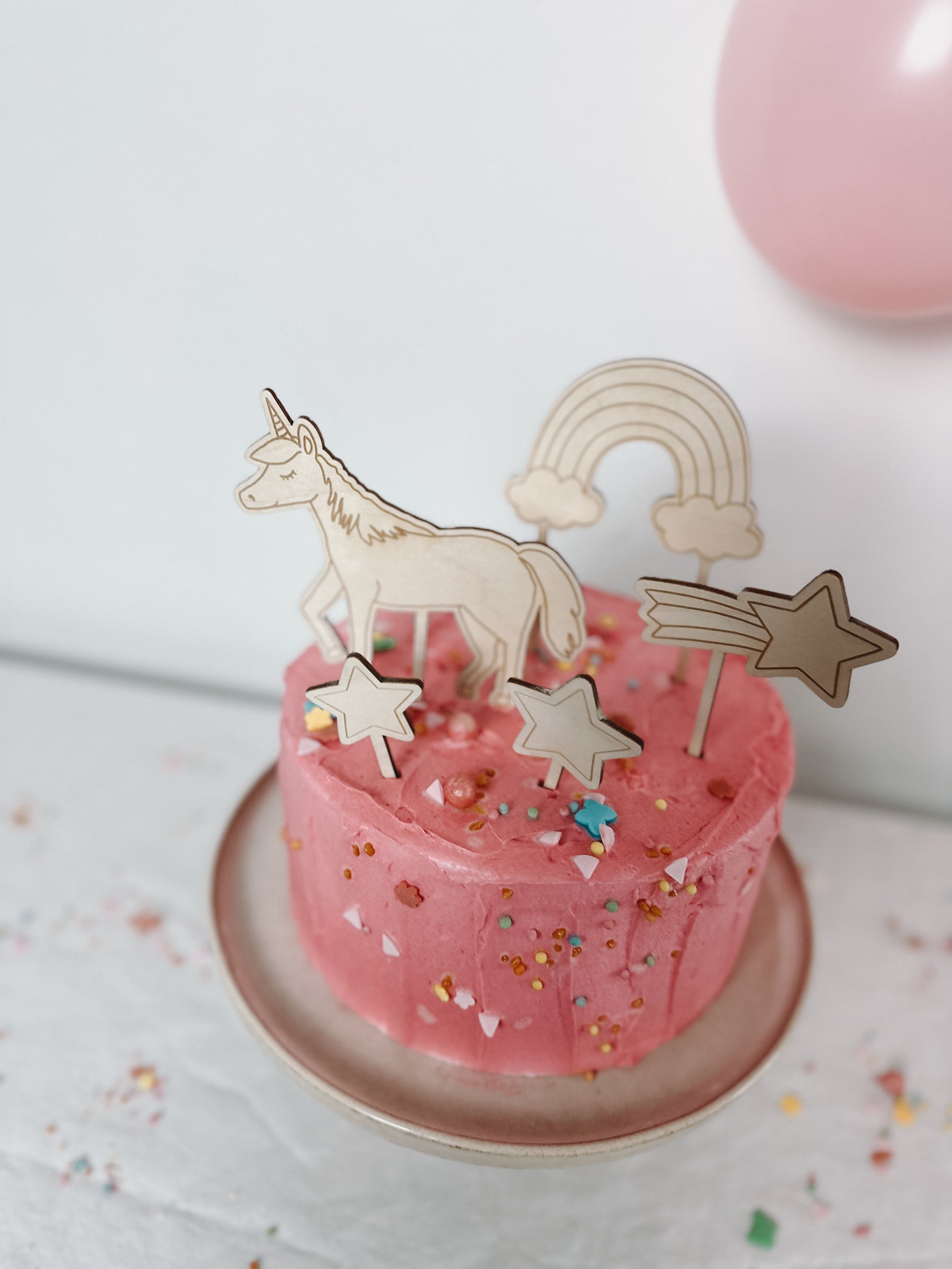 Caketopper Einhorn-Set Stern Regenbogen Sternschnuppe I Kindergeburtstag