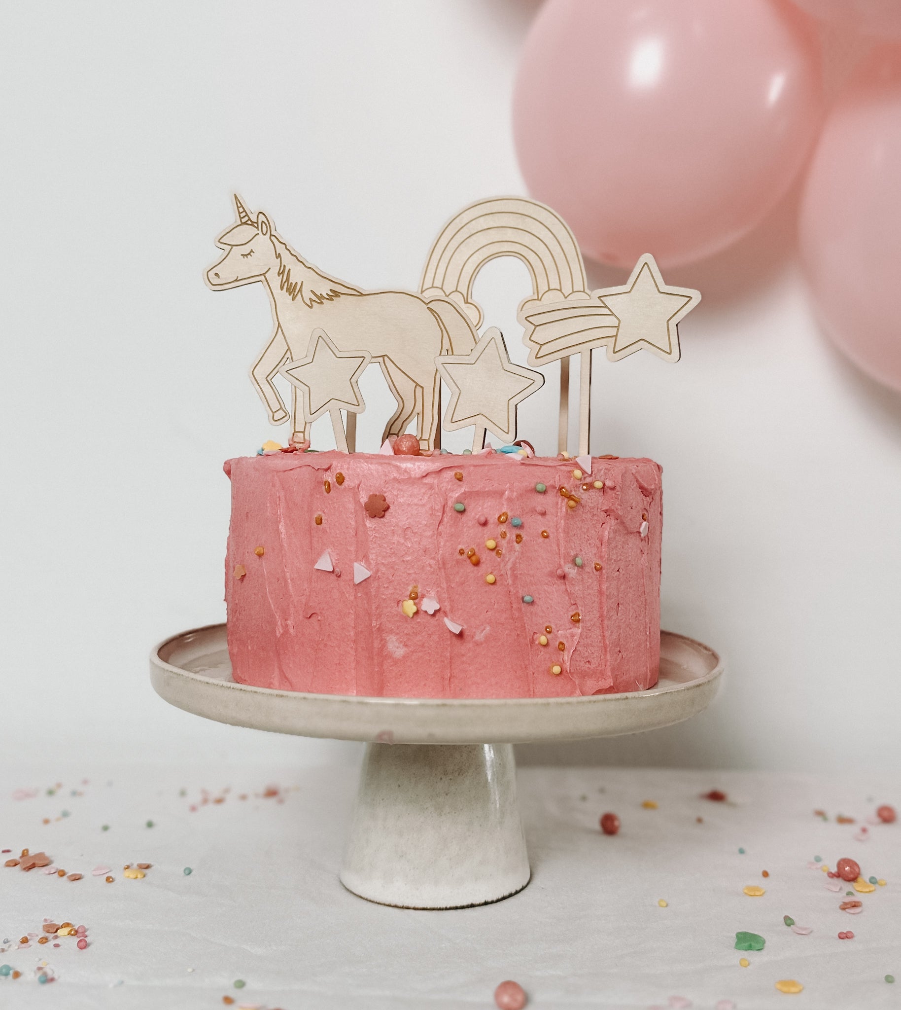 Caketopper Einhorn-Set Stern Regenbogen Sternschnuppe I Kindergeburtstag