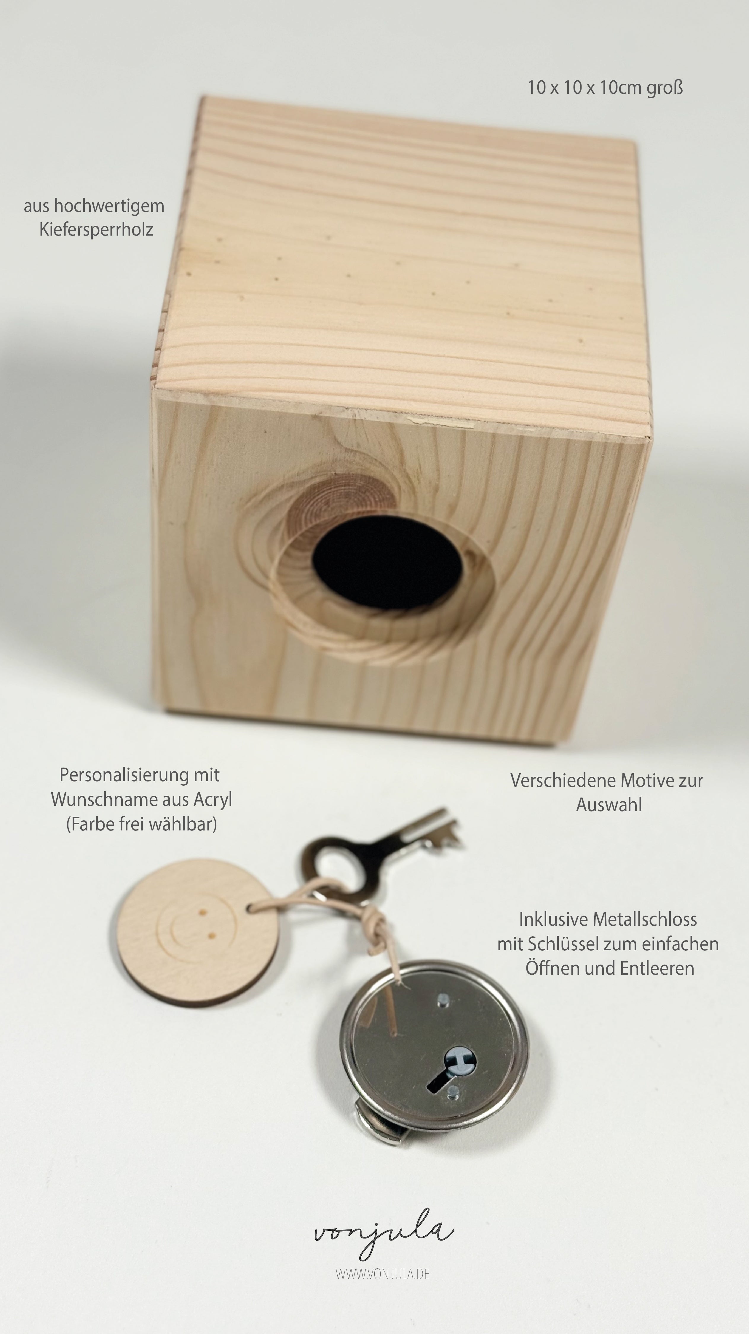 Spardose Acryl Personalisiert I Holzspardose