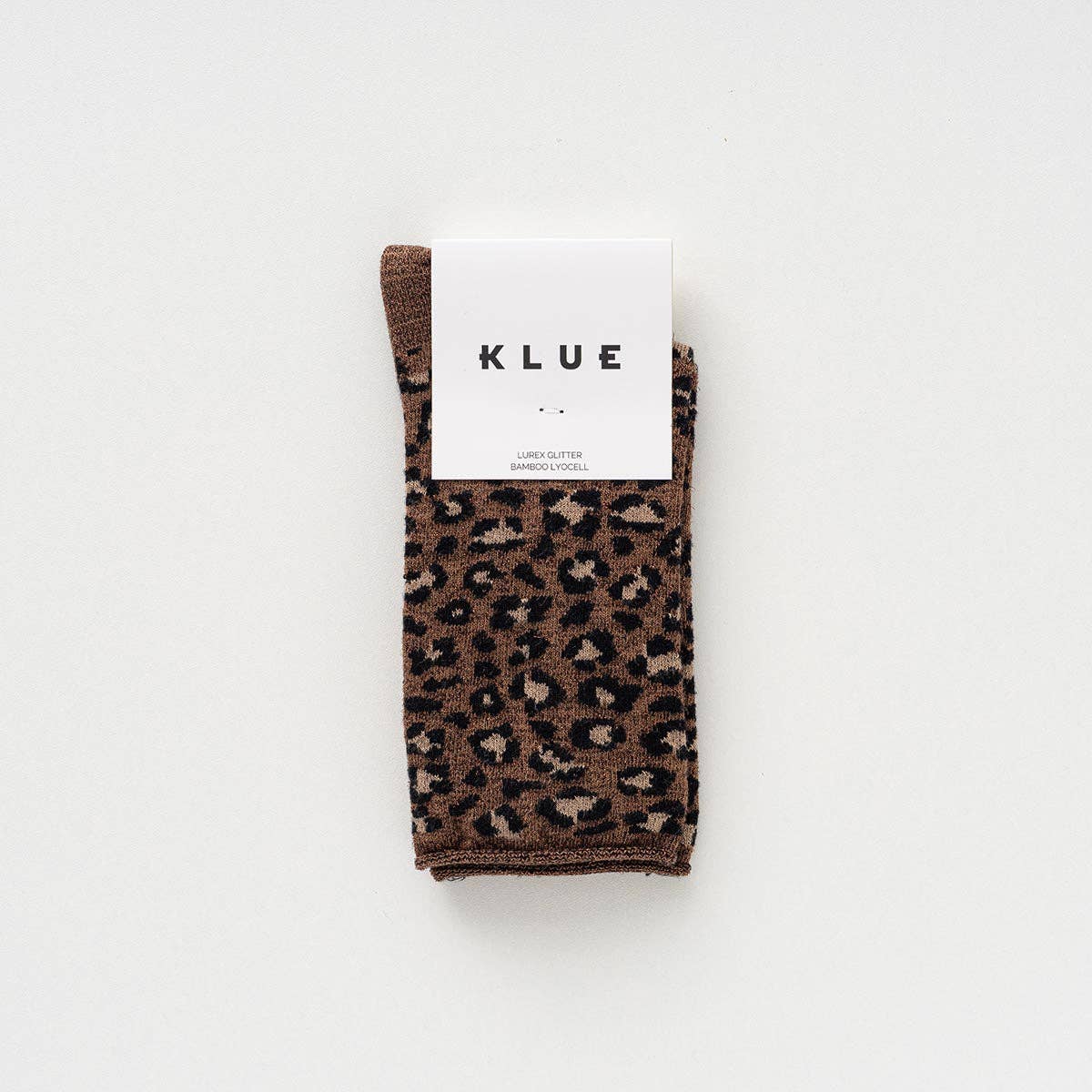 KLUE Glitzer-Lurex-Socken aus umweltfreundlichem Lyocell | Leopardenbraun: 36-40
