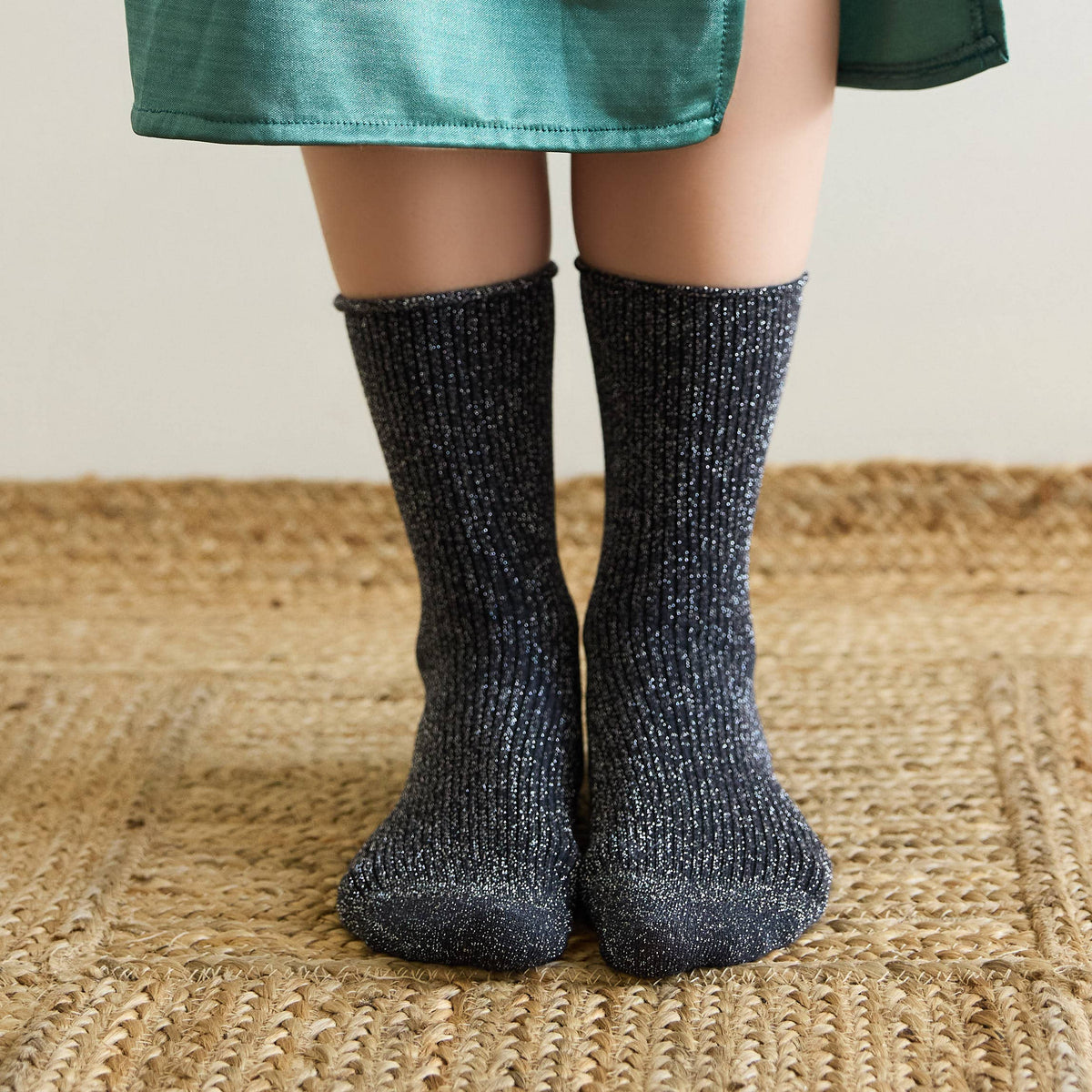 KLUE Glitter Lurex-Socken aus umweltfreundlichem Lyocell | Grau: 36-40