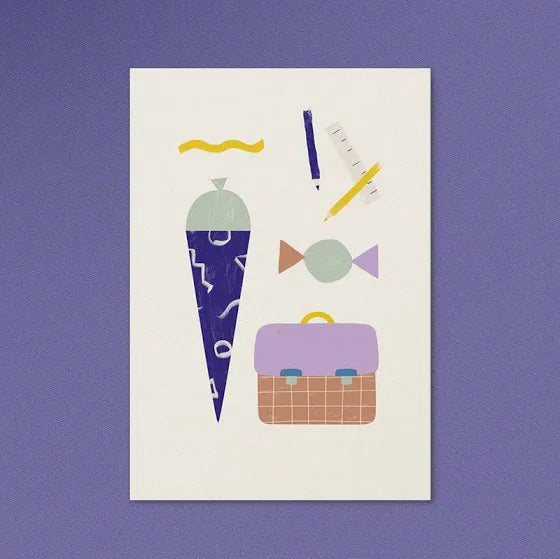 Postkarte Schultüte / Einschulung