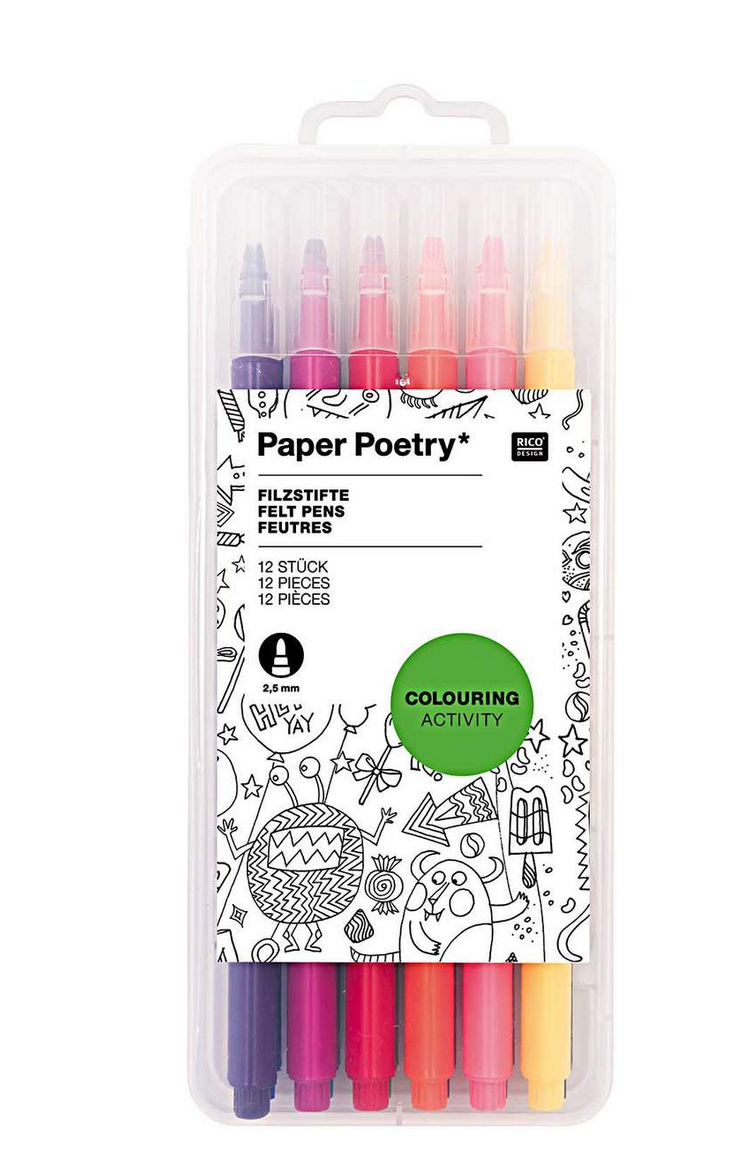 Filzstifte 2,5mm 12 Stück Paper Poetry