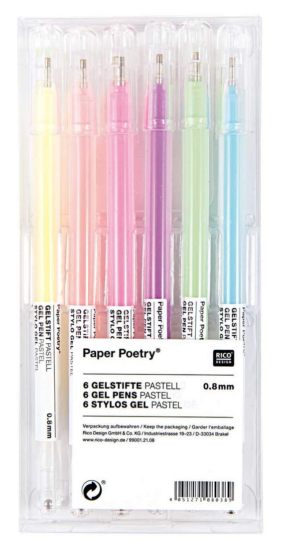 Paper Poetry Gelstifte Pastell mehrfarbig 0,8mm 6 Stück