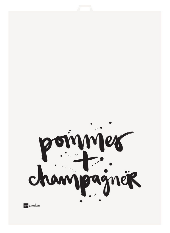 Pommes + Champagner kitchen towel