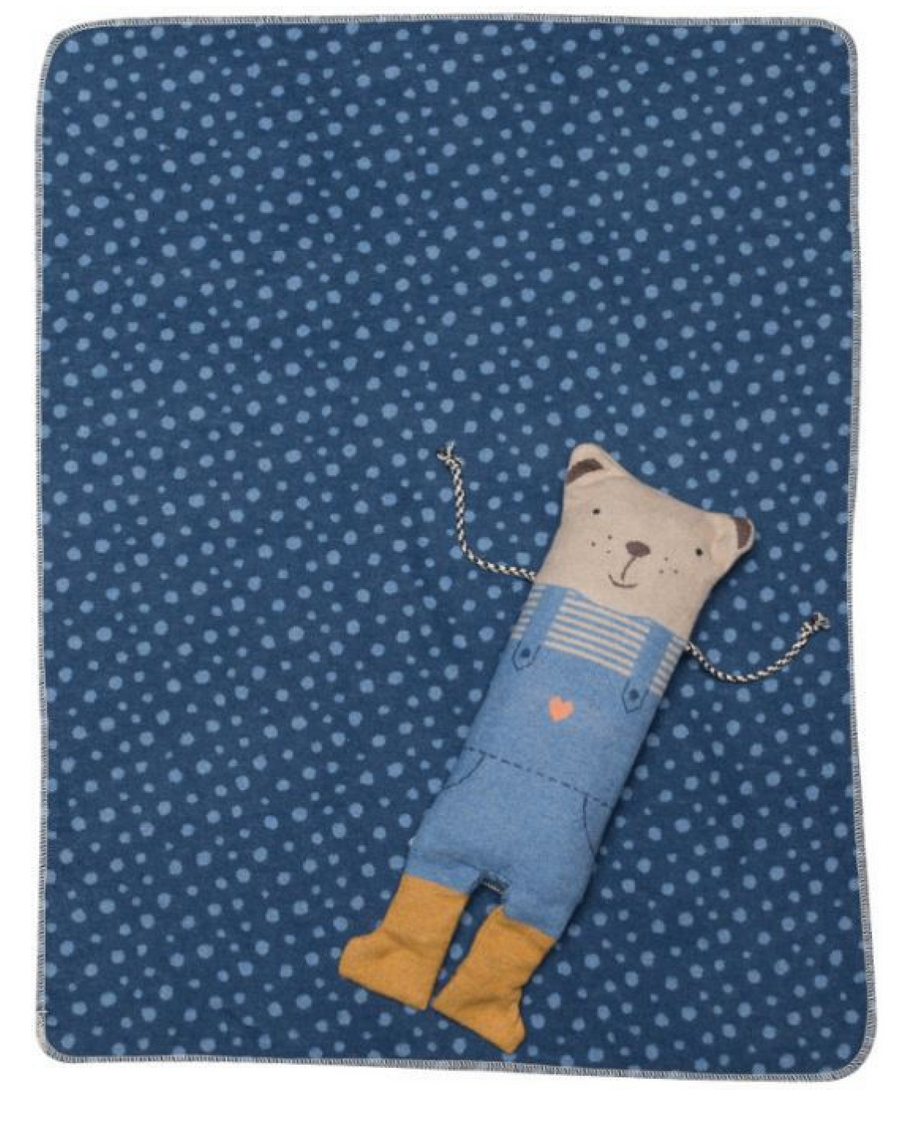 David Fussenegger KIDS JUWEL Bär Decken-Set mit Puppe - blau