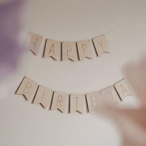 Holzgirlande Happy Birthday I Holz Wimpel
