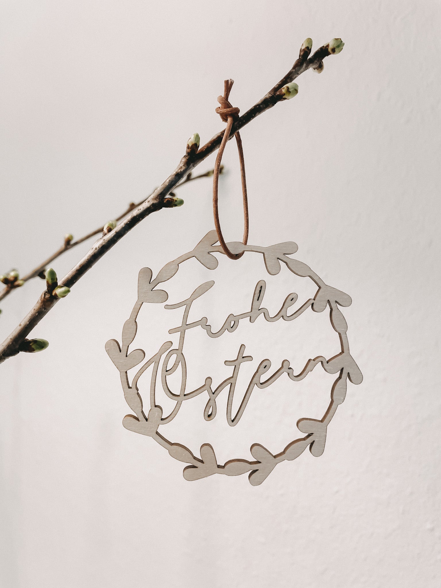 Anhänger Frohe Ostern Blätterkranz I Geschenkanhänger