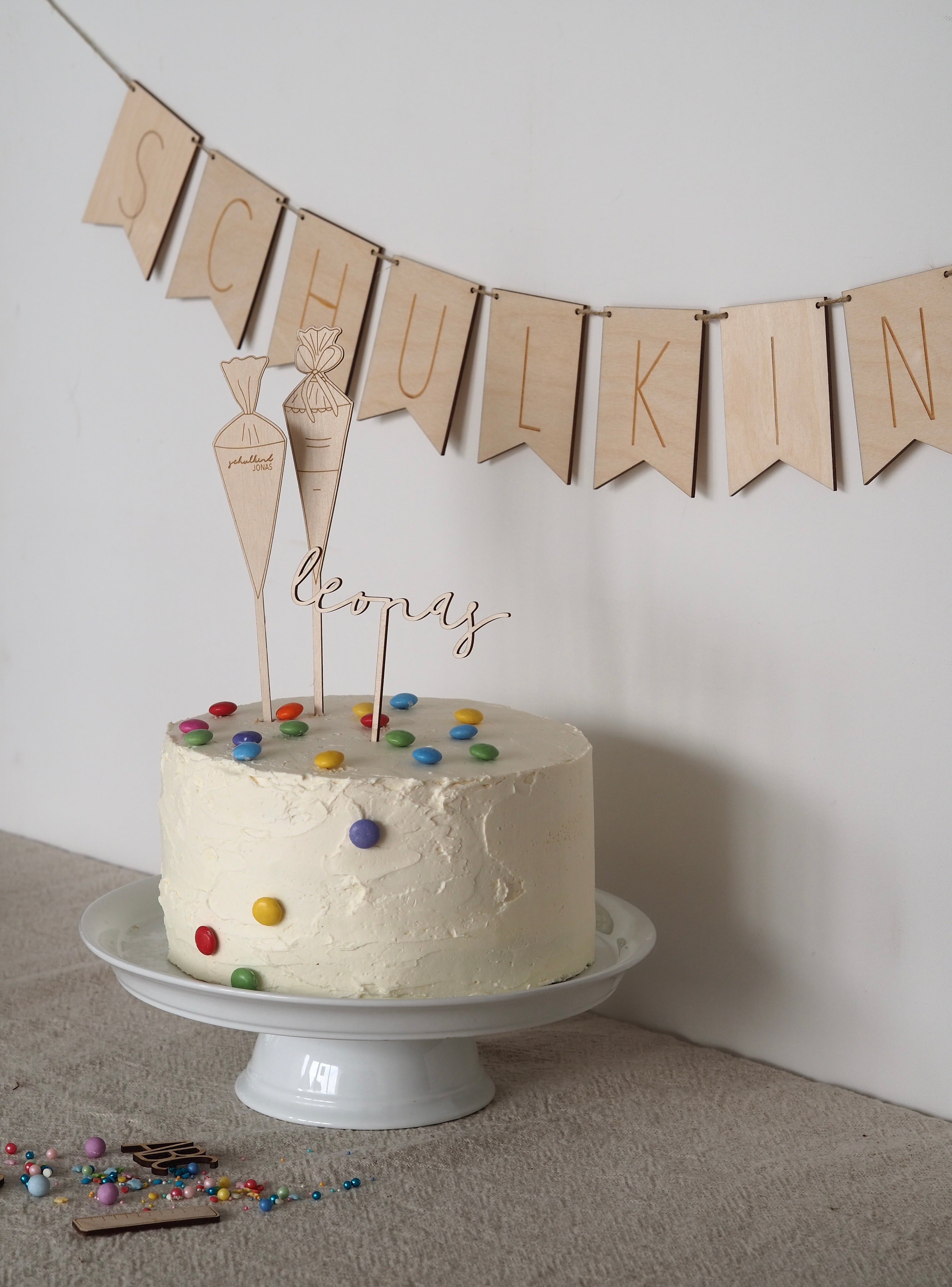 Holzgirlande Schulkind I Holz Wimpel