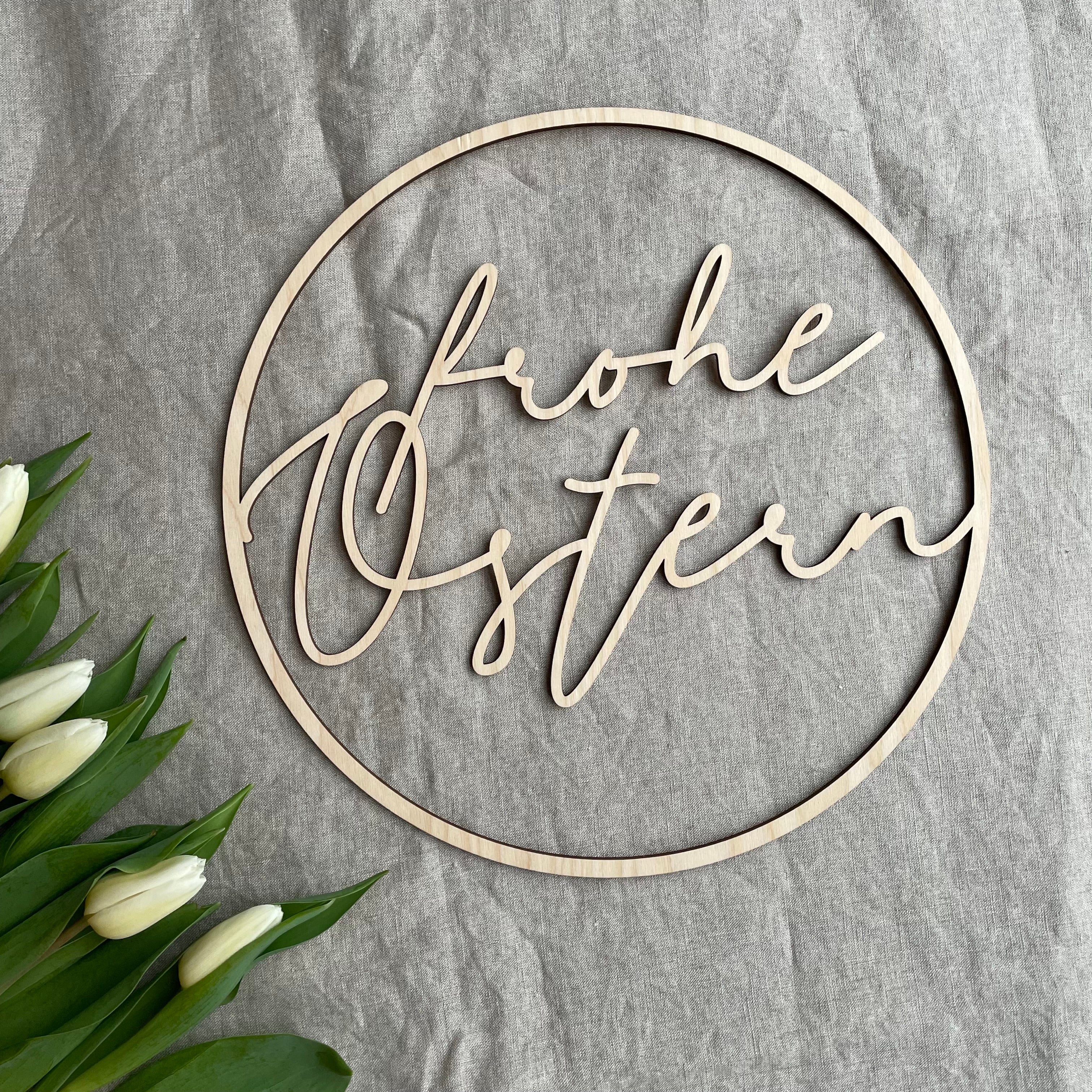 Holzkranz Frohe Ostern #1 Glatt