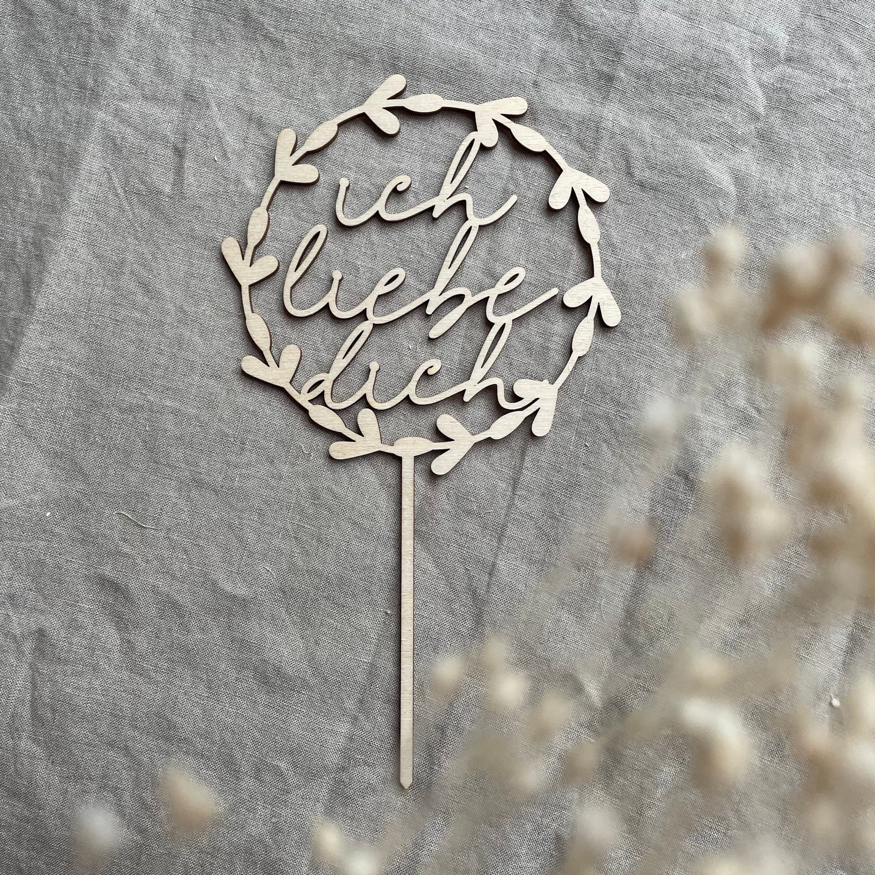 Caketopper Blätterkranz Ich liebe dich
