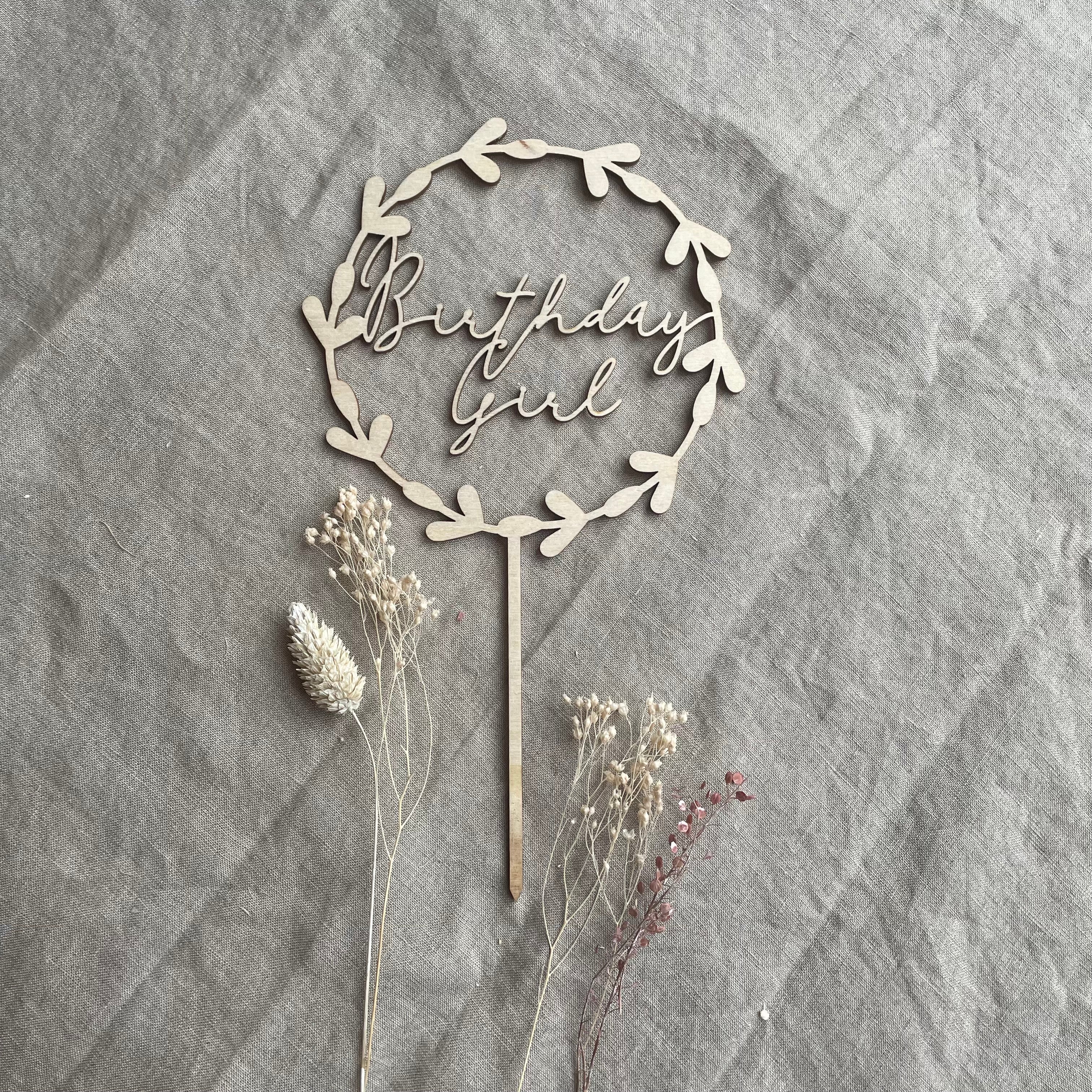 Caketopper Blätter Birthday Girl