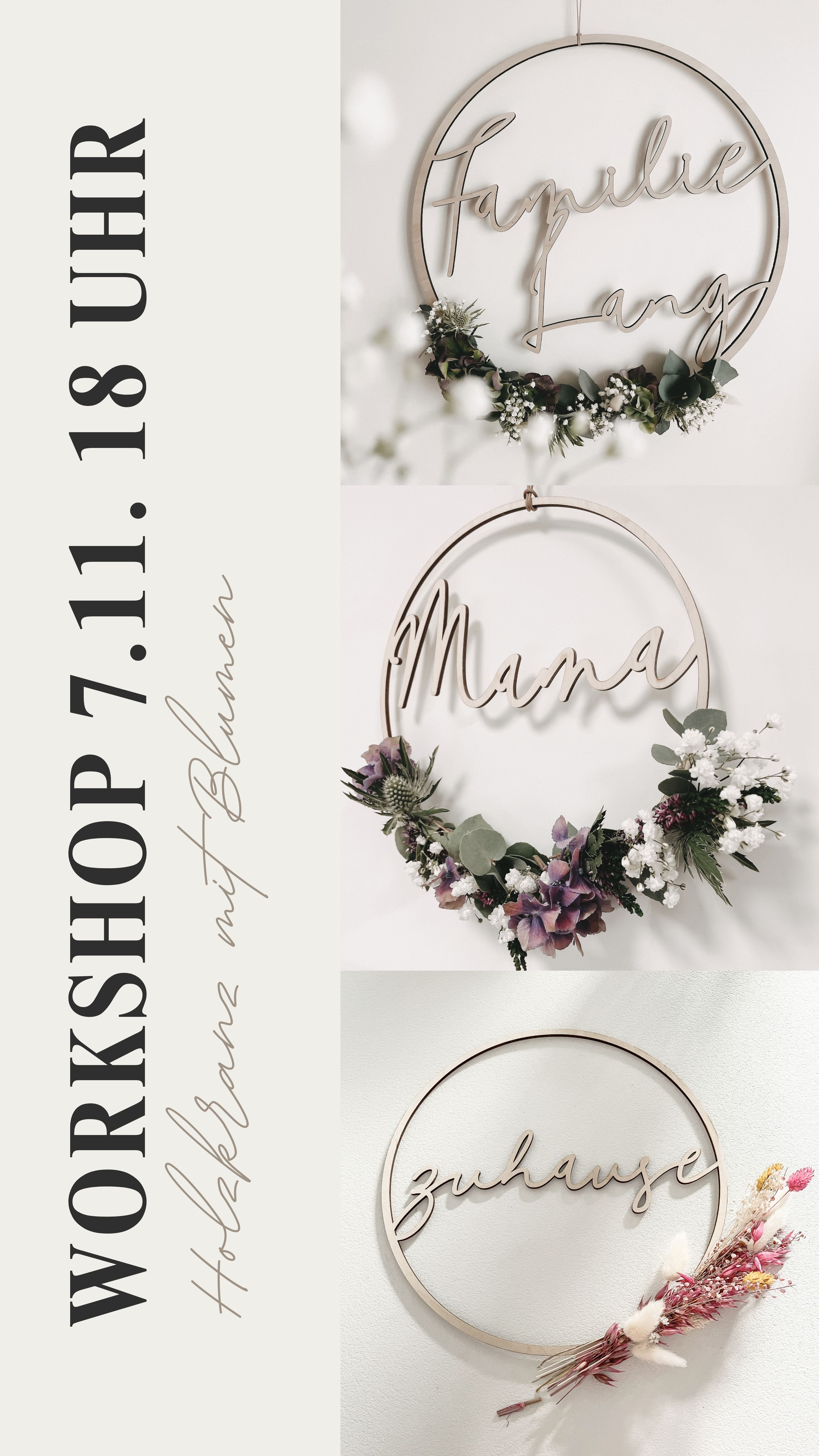 Workshop Donnerstag 07.11.24 Personalisierten Blumenkranz binden