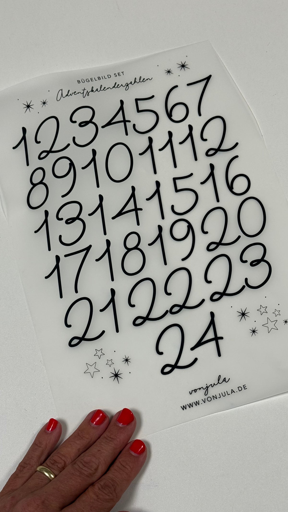 Bügelbild Zahlen für Adventskalender I 1-24 zum Aufbügeln in schwarz • Bügelpatches • DIY Adventskalender