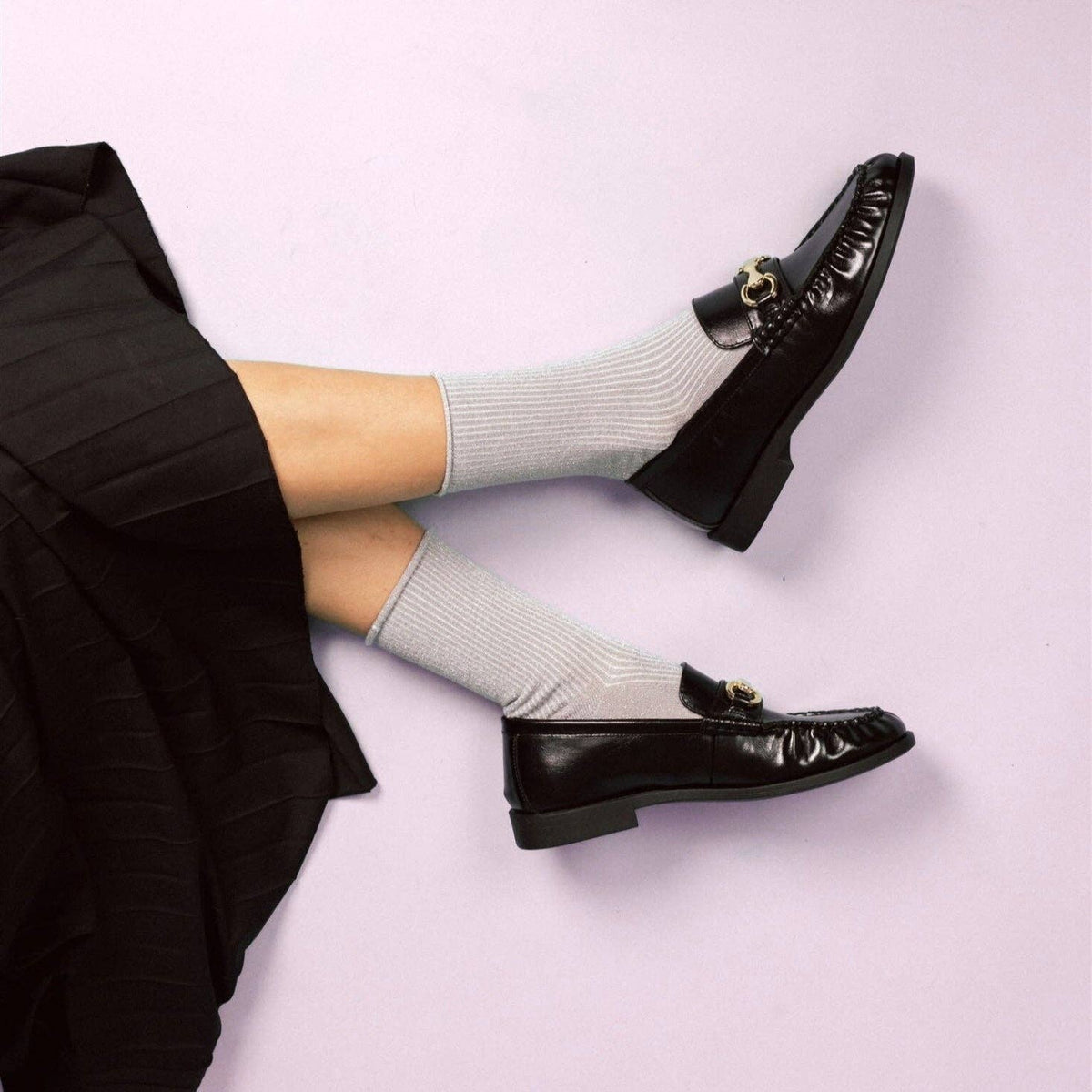KLUE Glitzer-Lurex-Socken aus umweltfreundlichem Lyocell | Hellgrau: 36-40