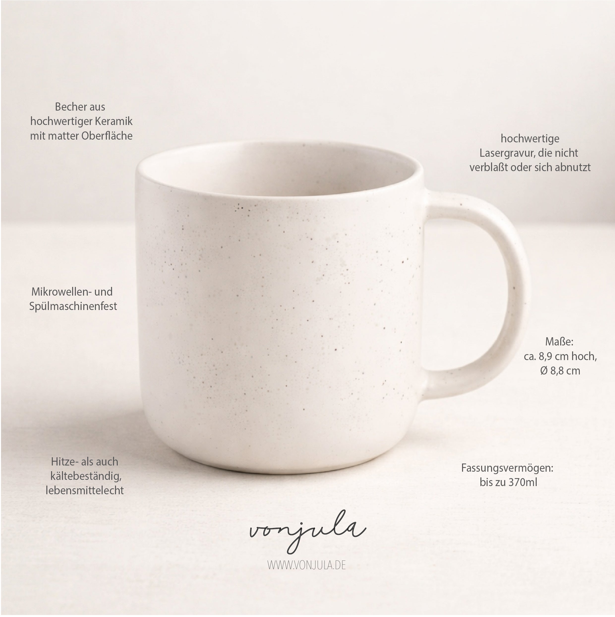 Individuell gravierter Becher mit Henkel