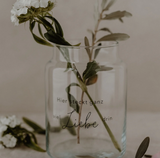 Vase aus Glas Liebe Eulenschnitt