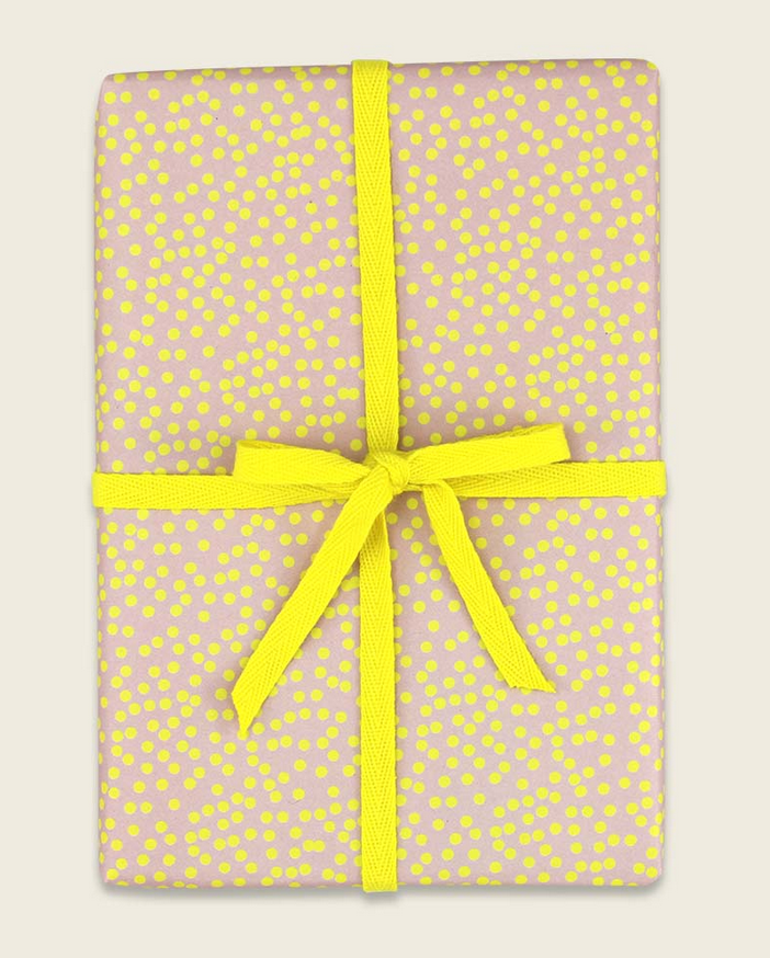 Geschenkpapier Punkte, rosa/gelb