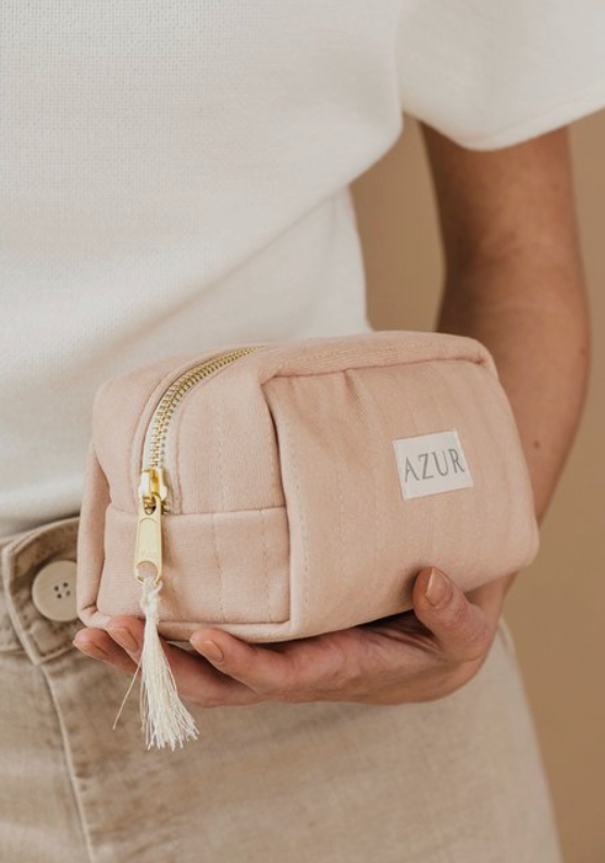 Kosmetiktasche Wild Flower Samt Azur
