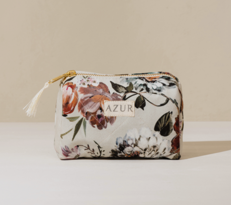 Kosmetiktasche Schneeweiß Samt Azur