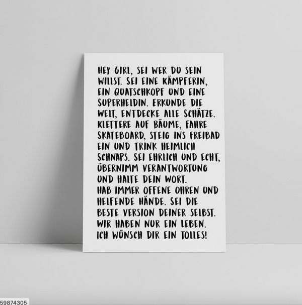 Hey Girl Postkarte Love is the new Black