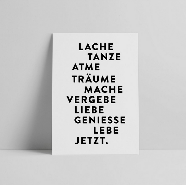 Lache Tanze Atme Postkarte Love is the new Black