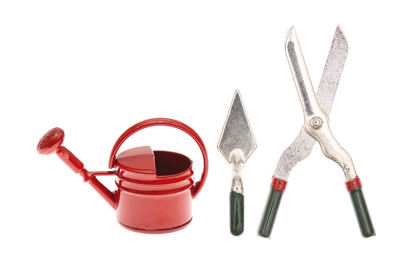 Rico Design Miniatur Gießkanne und Gartenwerkzeug 3teilig
