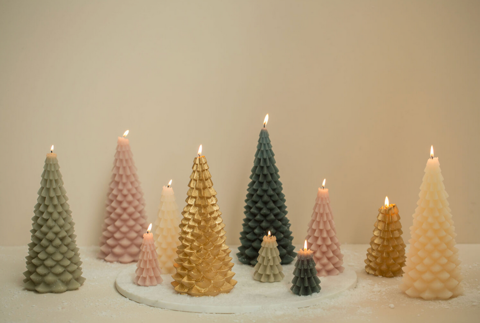 Tannenbaum Kerze Gold Rustik Lys 6,3x12cm