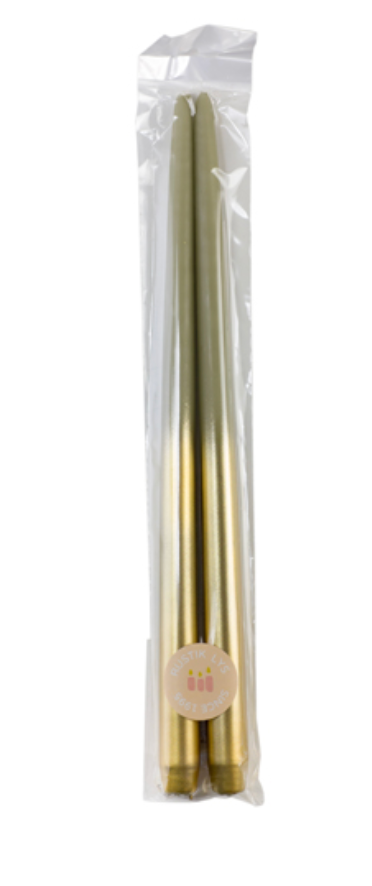 Stabkerzen Paar Eukalyptus Gold Rustik Lys 2,2x38cm