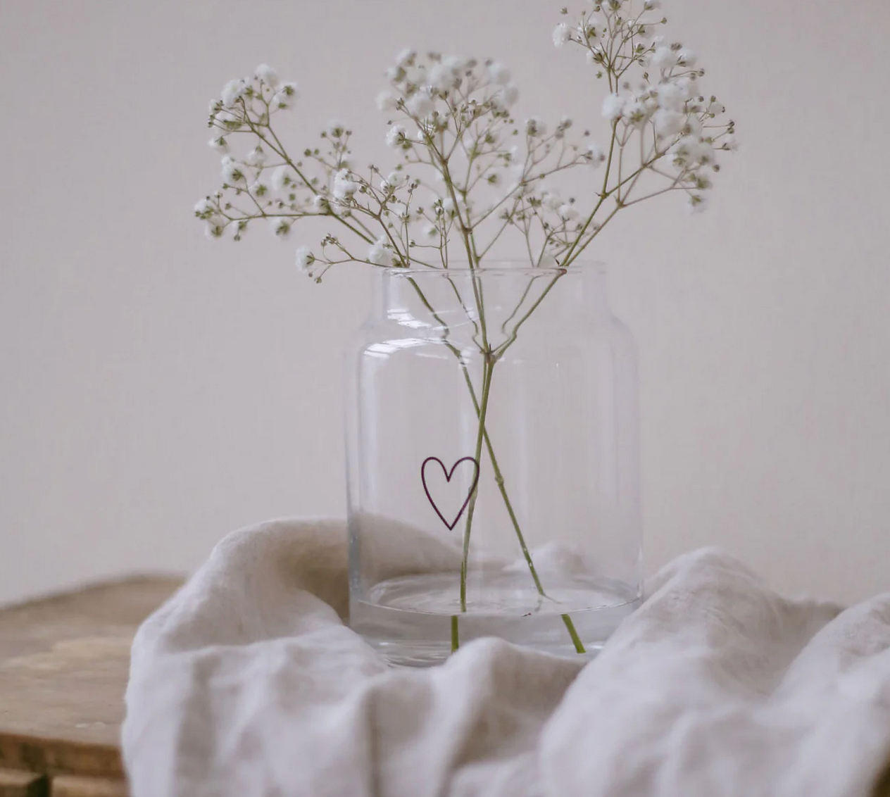 Vase aus Glas Herz Groß Eulenschnitt