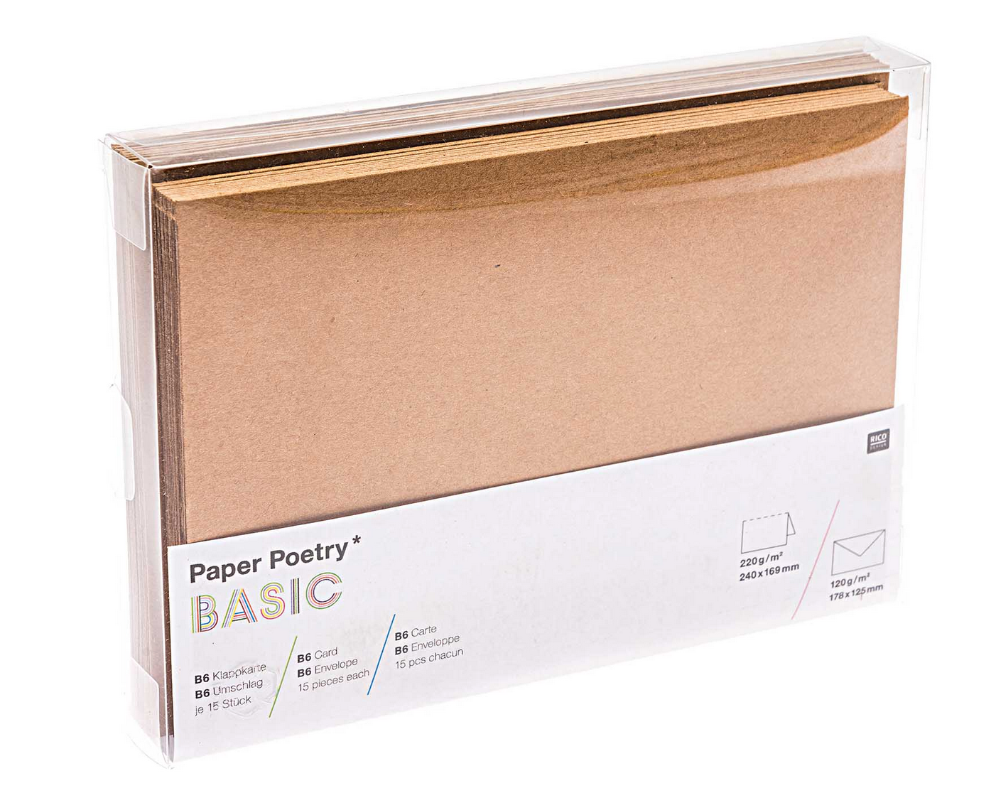 Paper Poetry Kartenset Basic Kraftpapier B6/B6 30teilig
