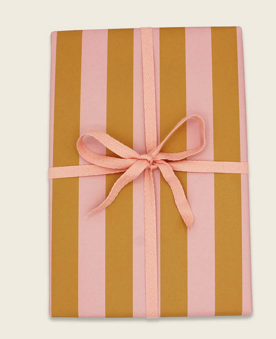 Geschenkpapier Streifen, rosa/gelb