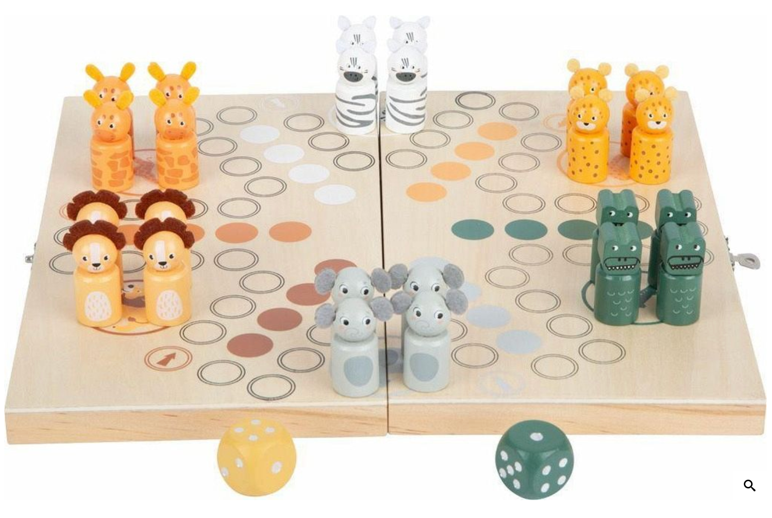 Ludo Safari, für 6 Spieler, klappbar, Würfelspiel, Holz Smallfoot