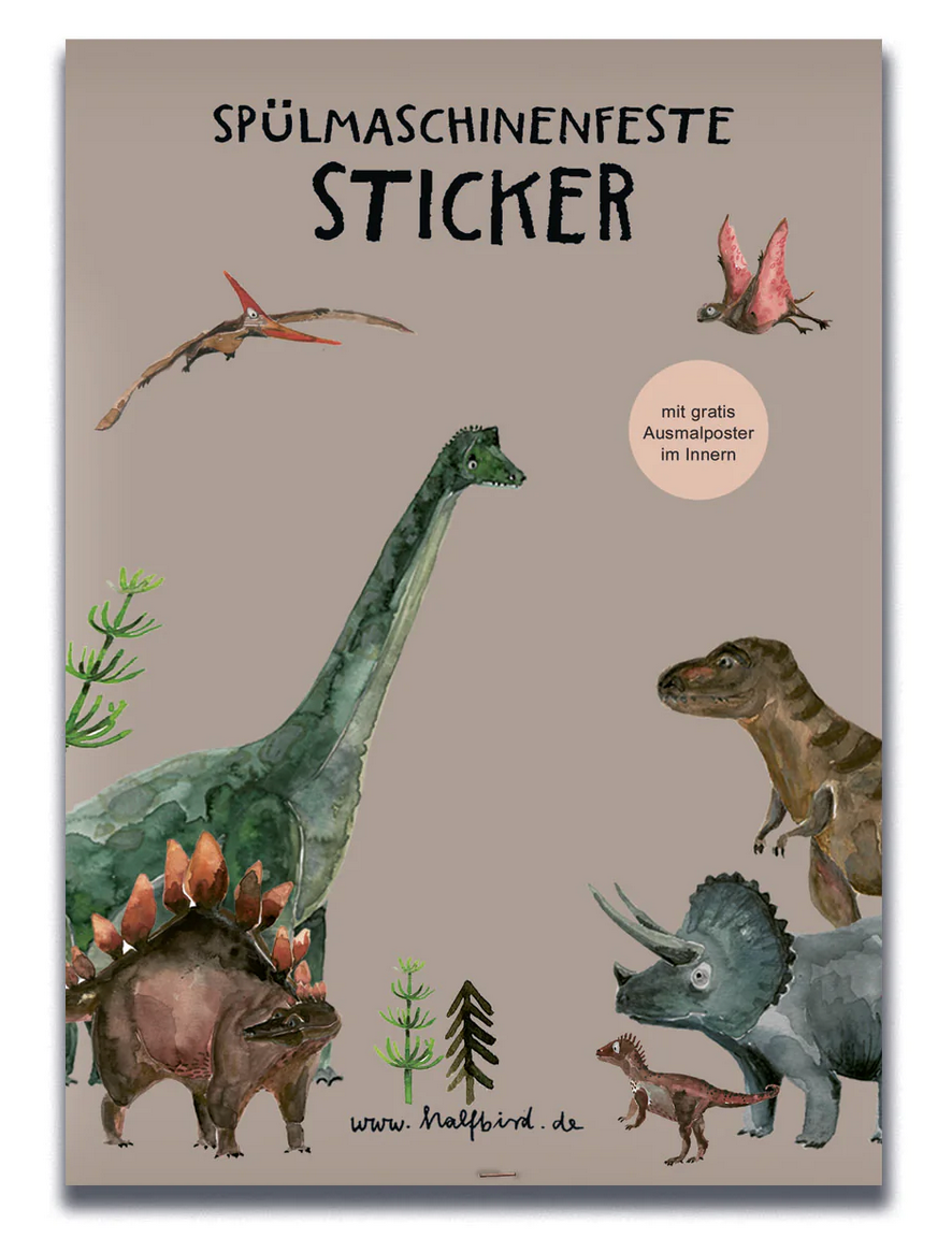 Spülmaschinenfeste Sticker "Dinosaurier" - Halfbird