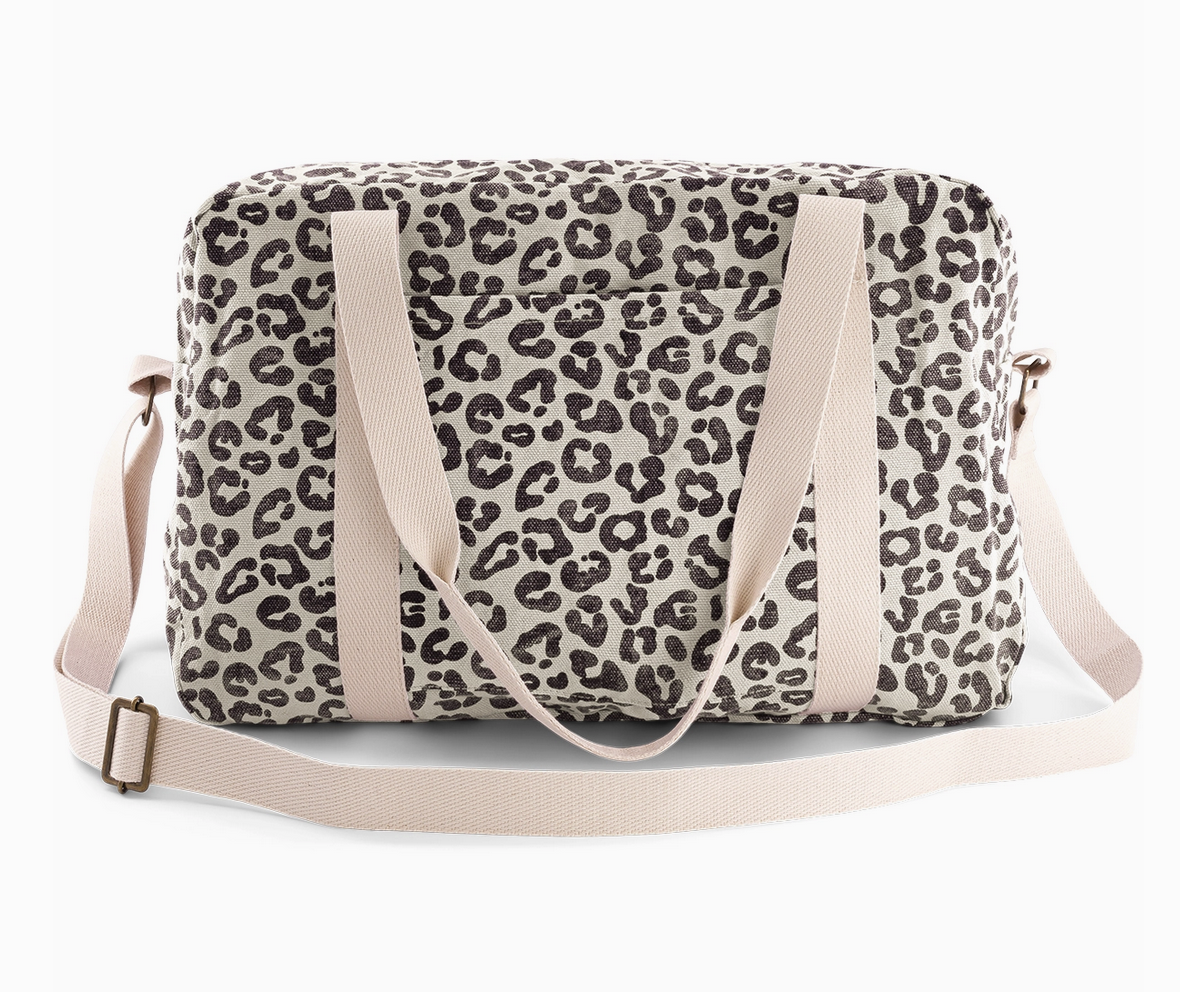 Wickeltasche Grau Greige Leopard Rose in April