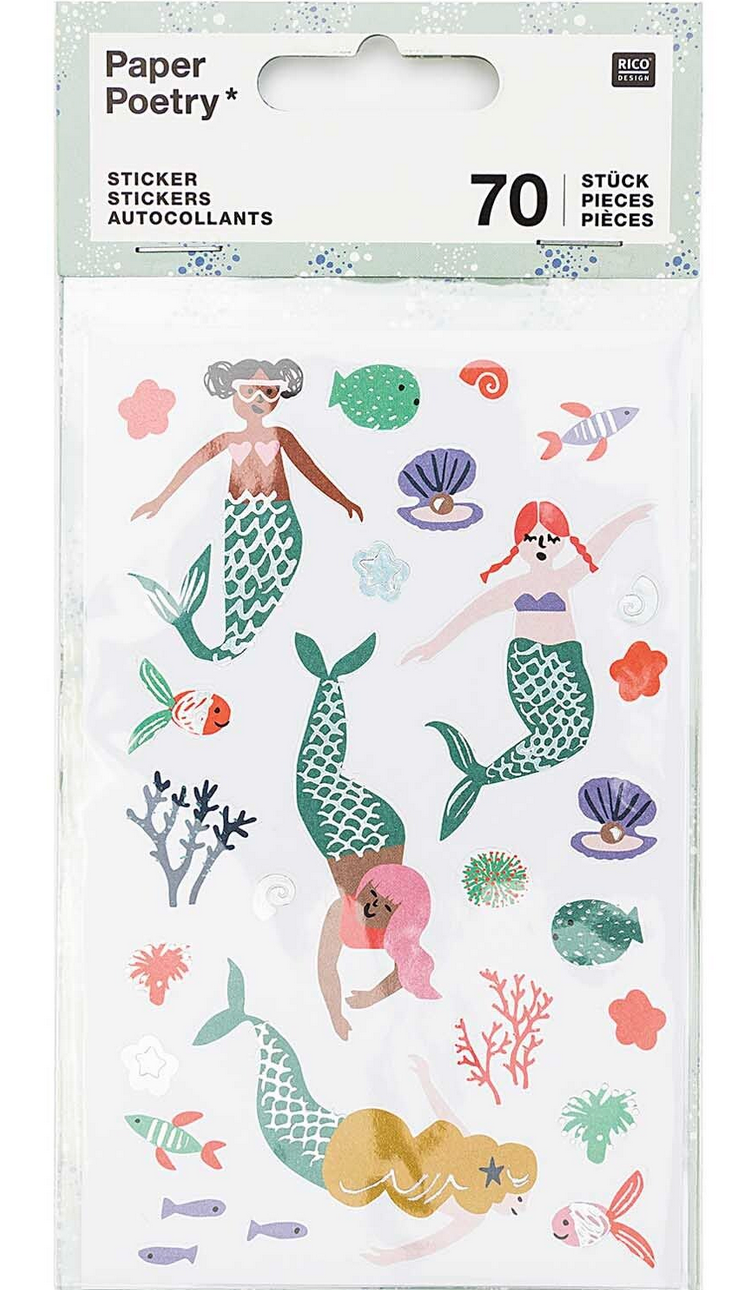 Paper Poetry Sticker Mermaid Meerjungfrauen 70 Stück