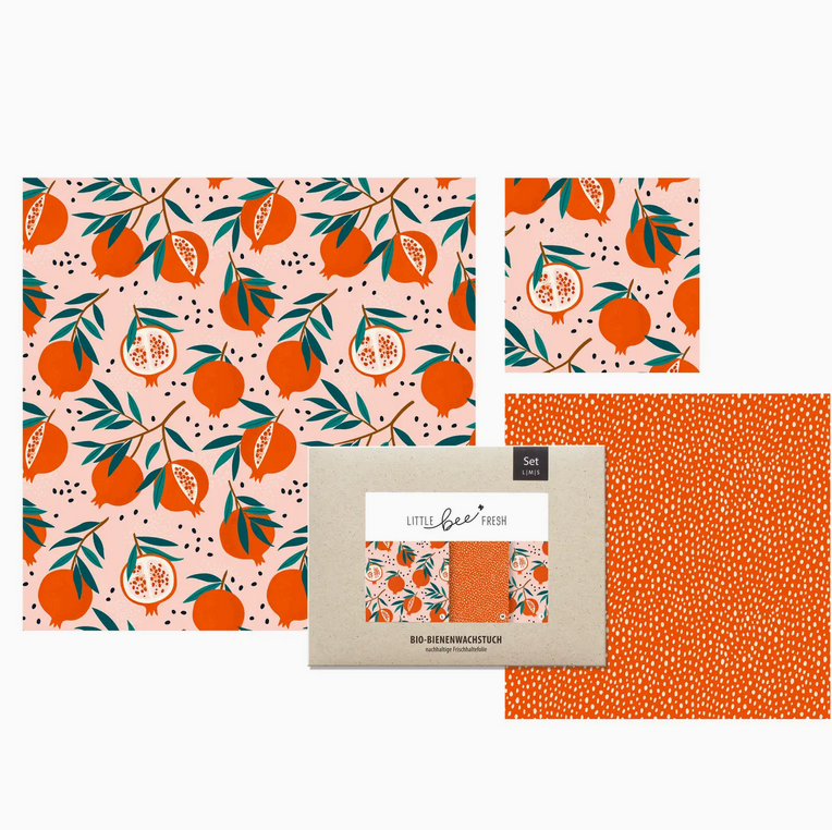 Bio-Bienenwachstuch - Granatapfel "Starter-Set" - S/M/L/
