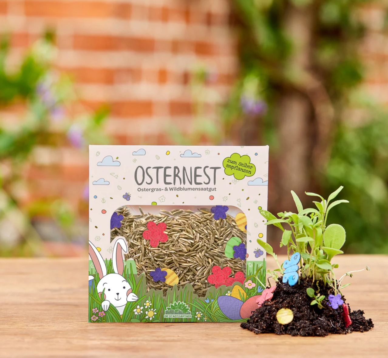 Buntes Ostergraskonfetti Osternest