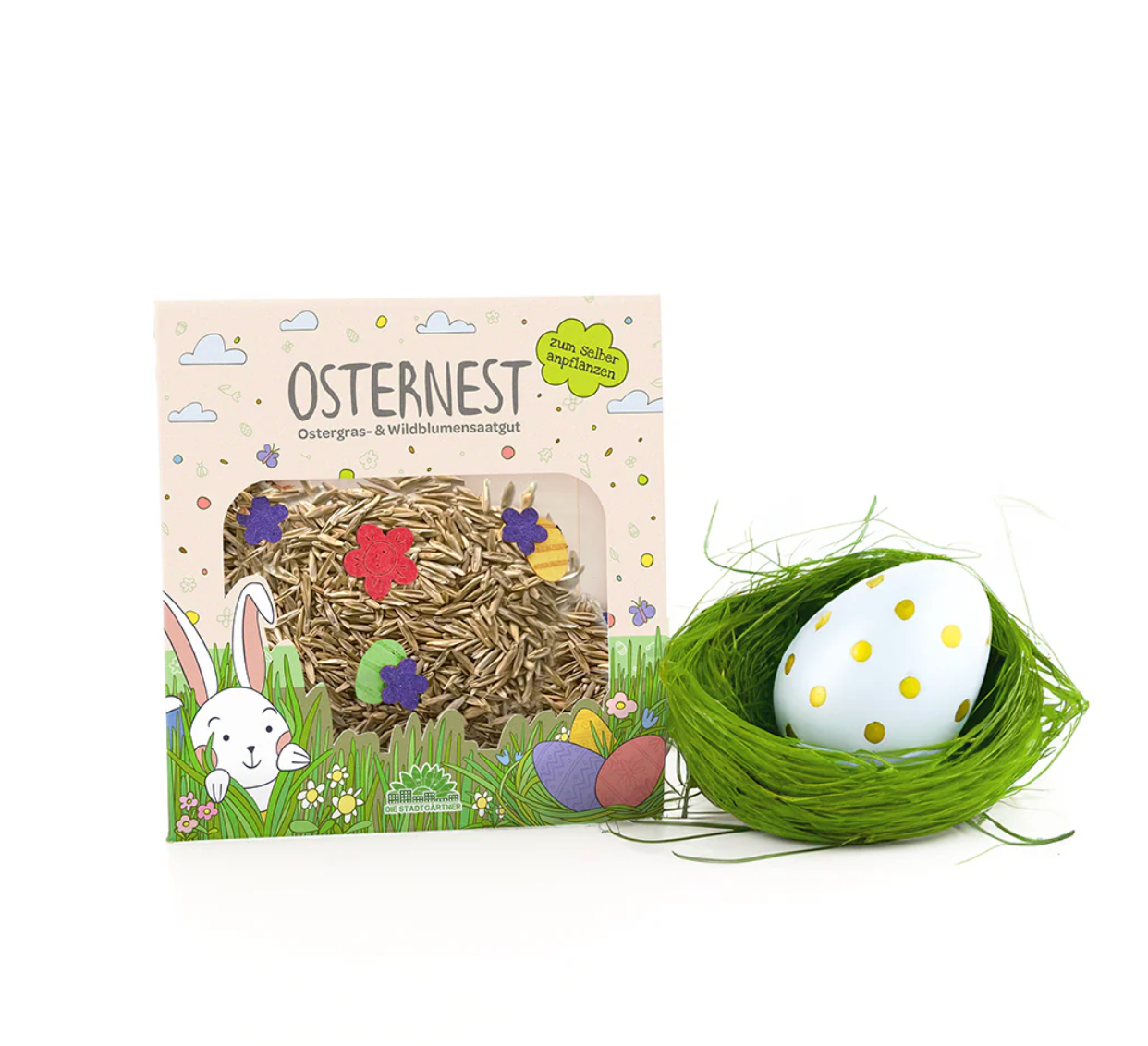Buntes Ostergraskonfetti Osternest