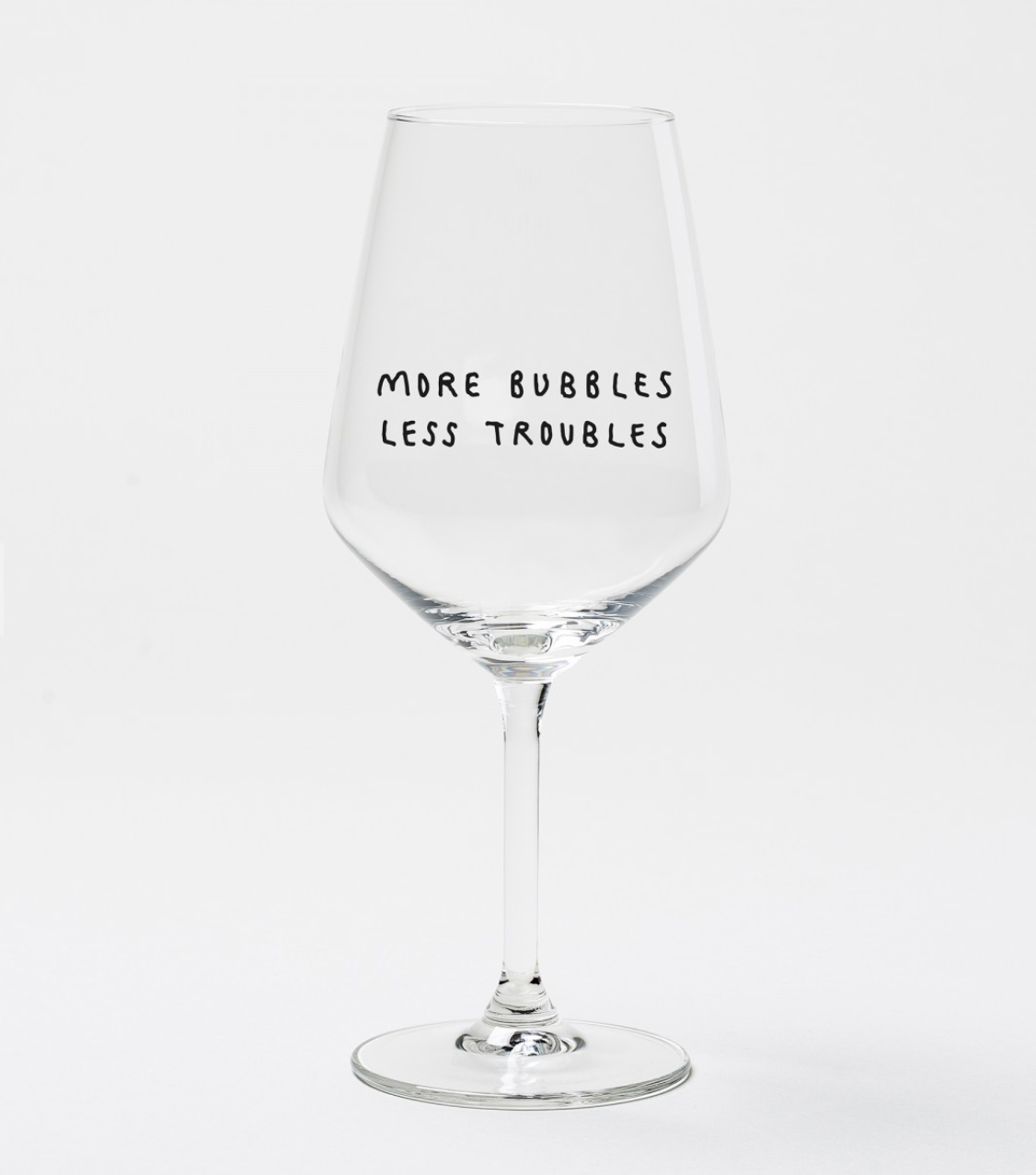 "More bubbles less troubles" Weinglas by Johanna Schwarzer × selekkt (Kopie)