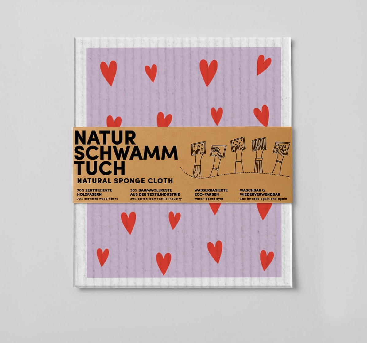 Schwammtuch Herzen Naturbedacht