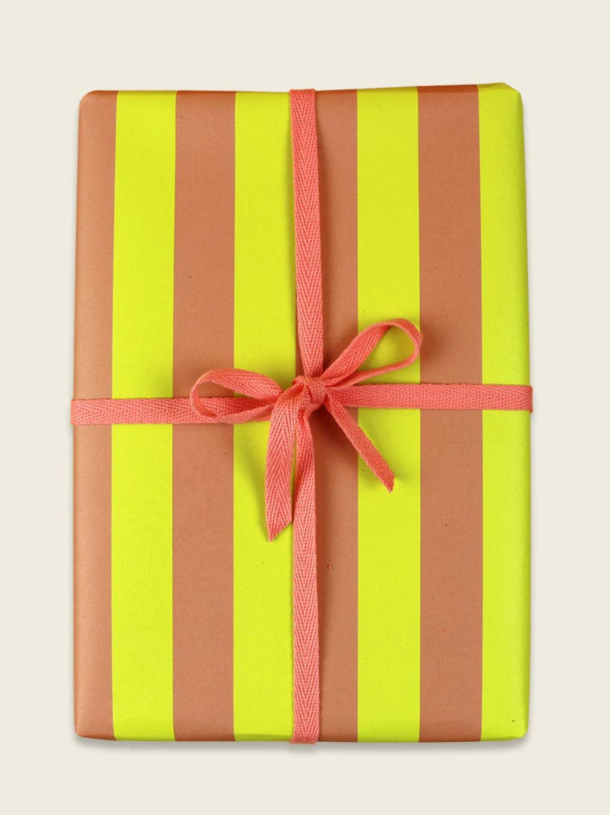 Geschenkpapier Streifen, lachs/gelb