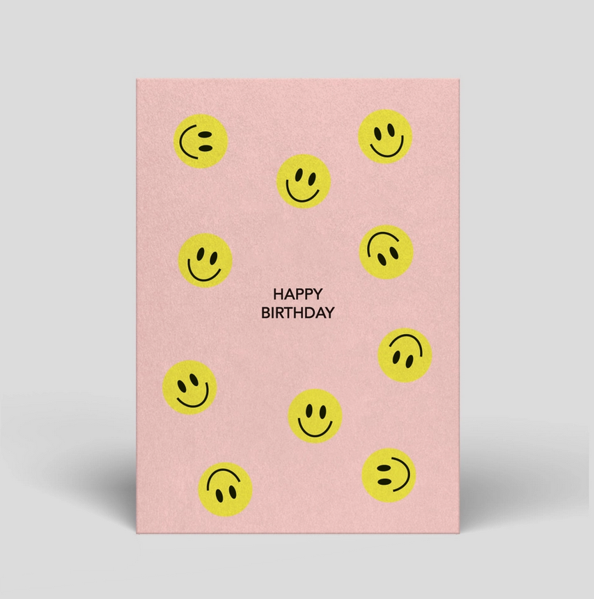Smiley Happy Birthday Postkarte Naturbedacht