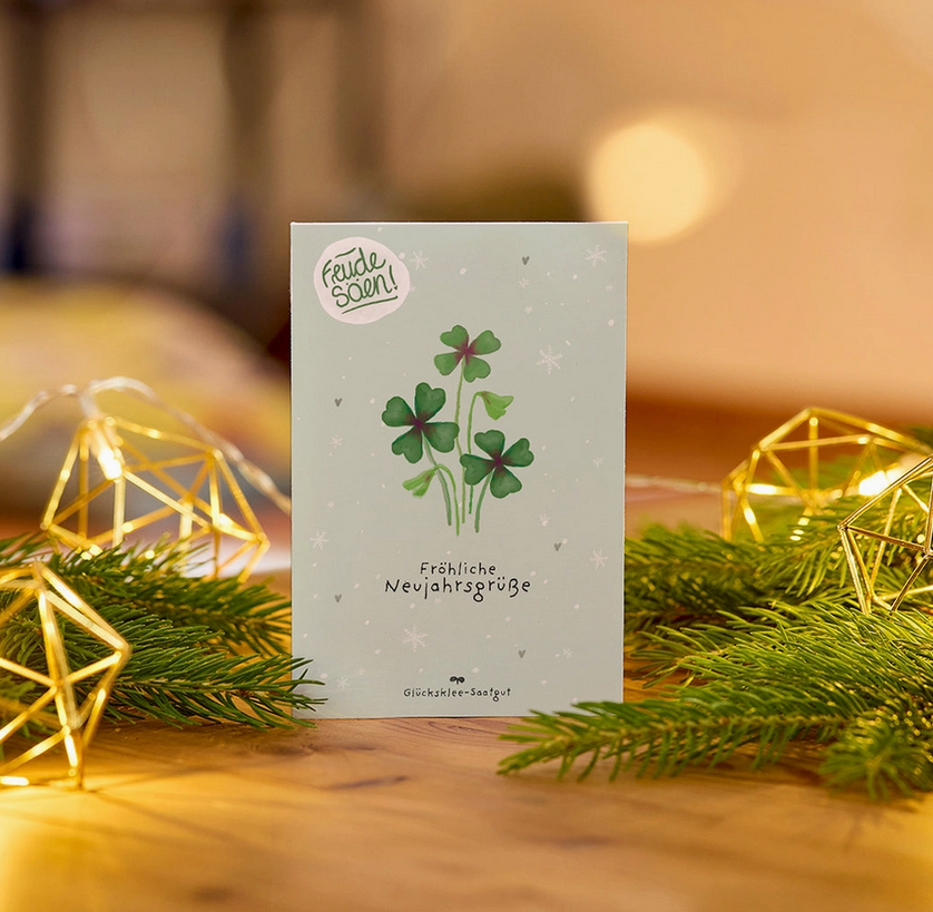 Neujahrsgruß - Glücksklee Saatgut