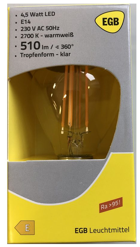 Sterntaler LED-Filament-Tropfenlampe E14 4,5W 2700K klar