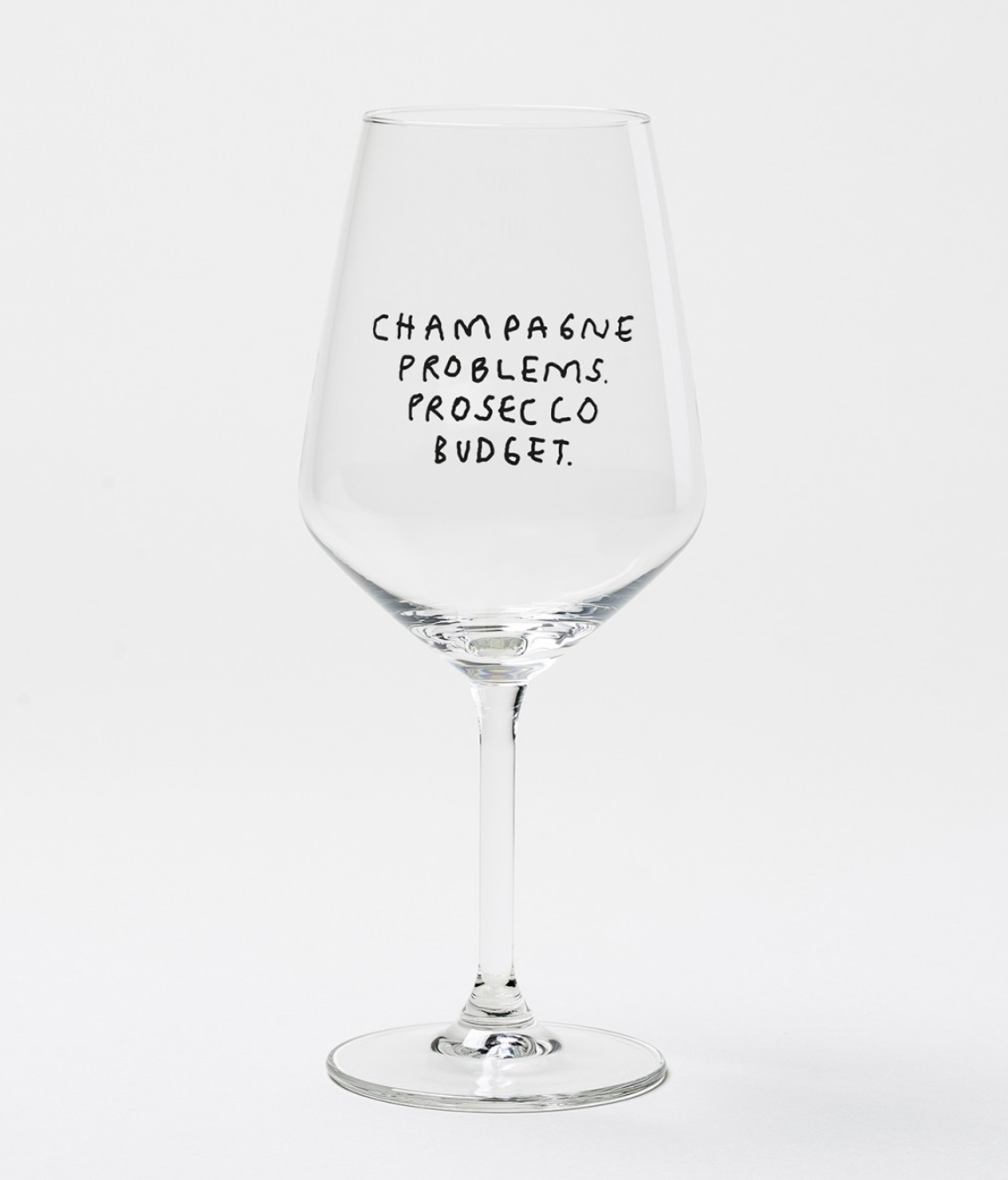 Champagne Problems. Prosecco Budget. Weinglas by Johanna Schwarzer × selekkt