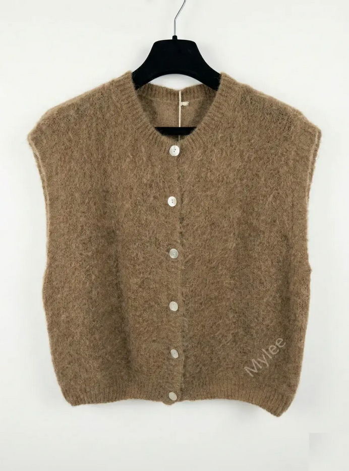 Ärmellose Weste Kamell