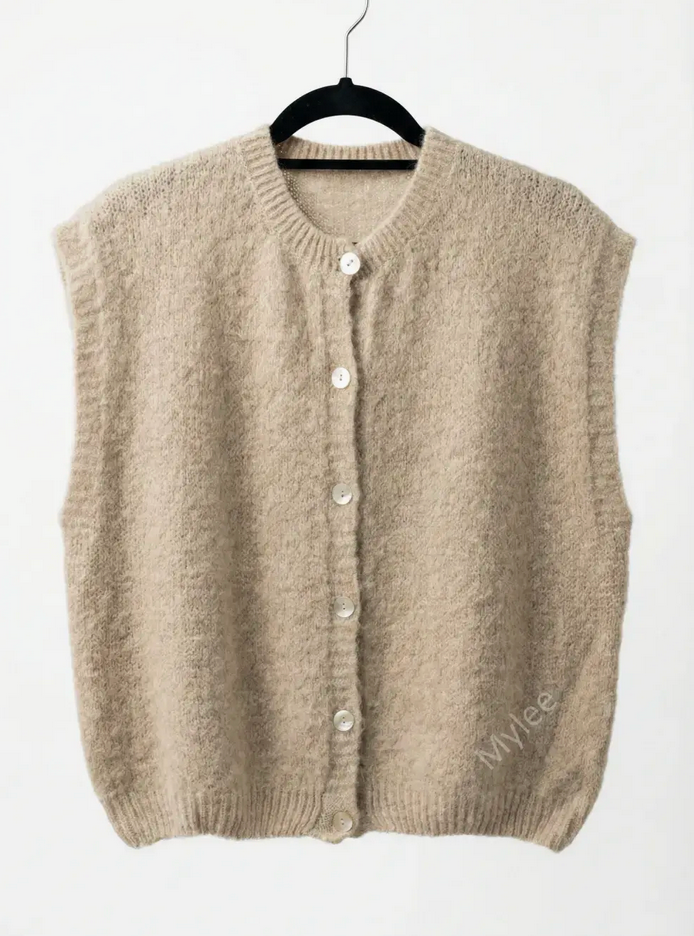 Ärmellose Weste Dunkel beige