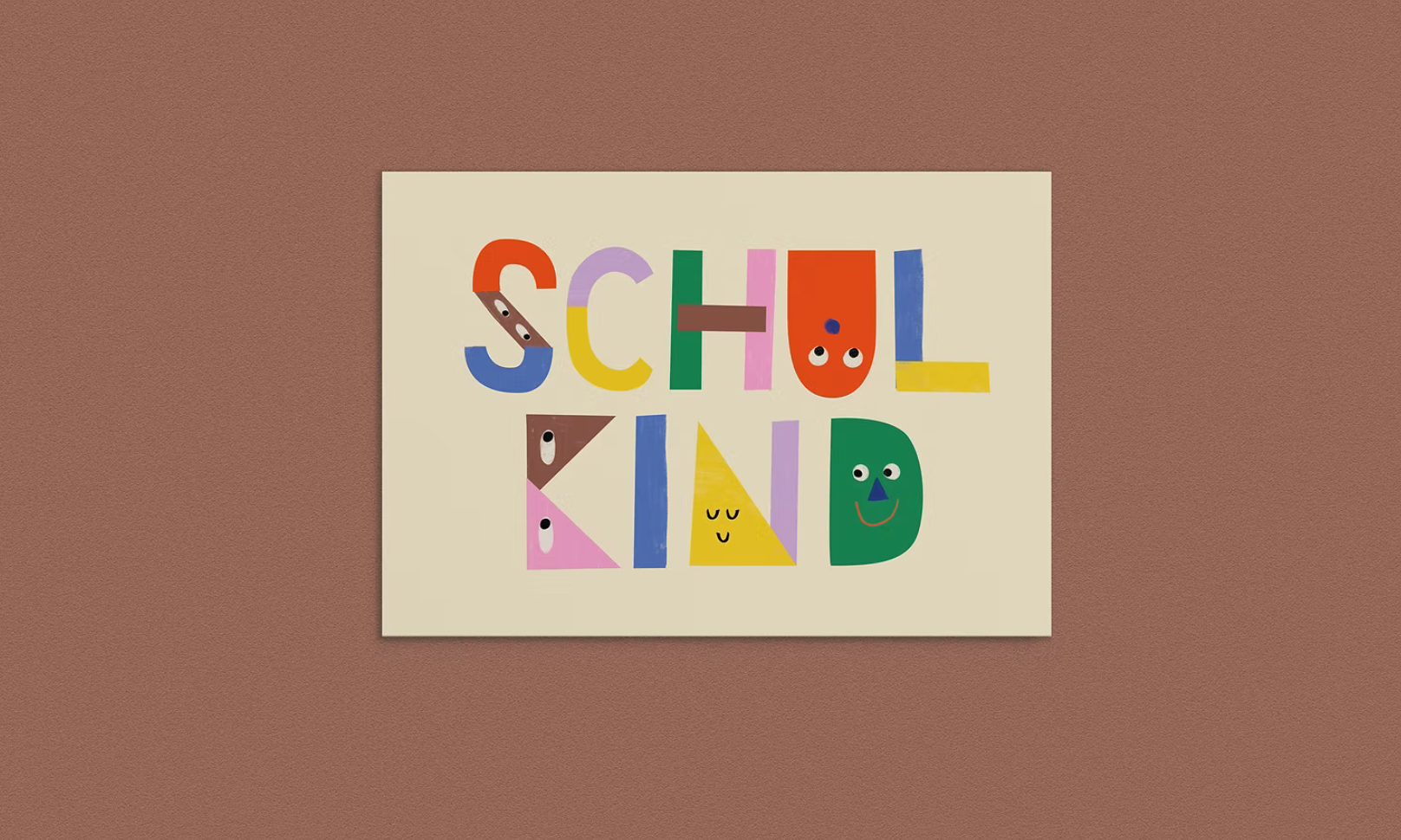 Postkarte Schulkind faces