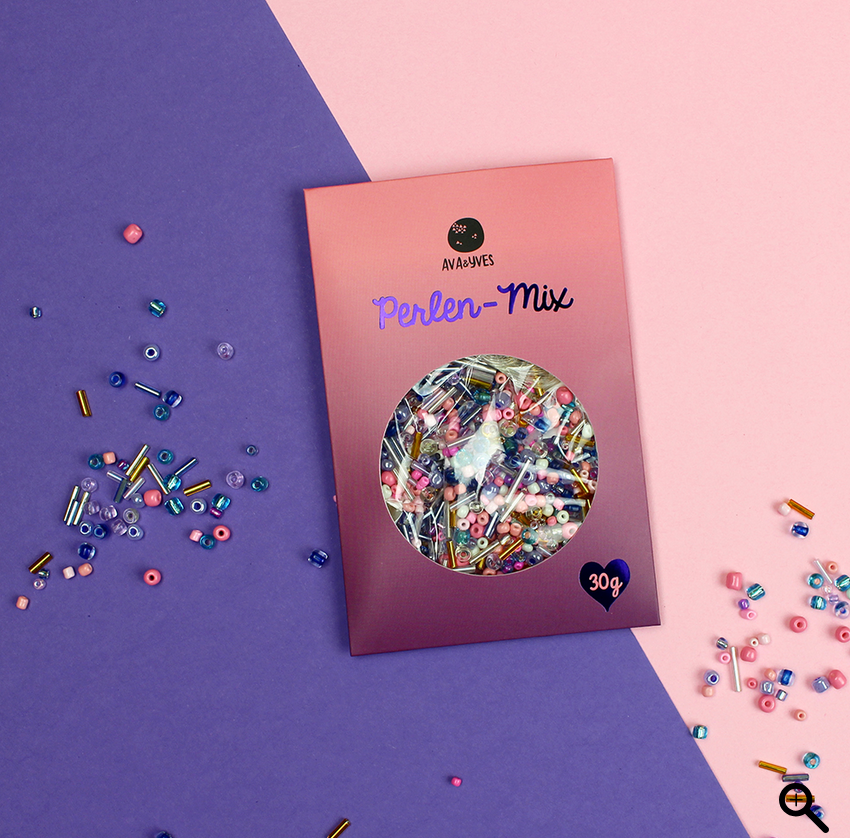 Perlenset lila/pink